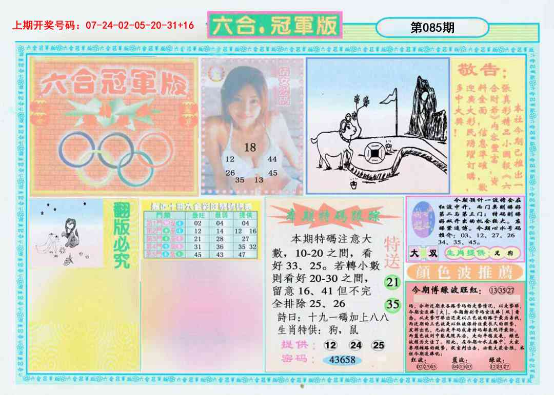 085期六合冠军版A[图]